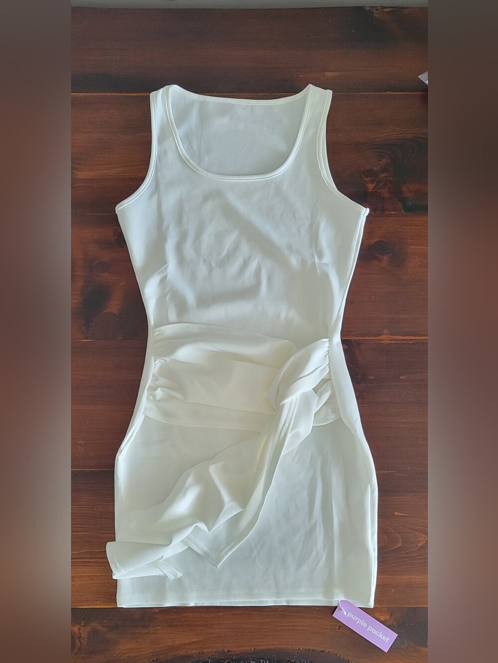 White Sleeveless Knot-Detail Women's Dress